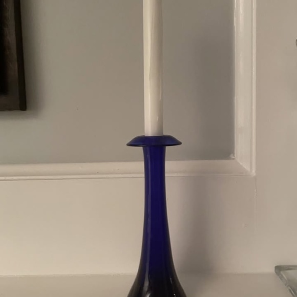 Tiffany Cobalt Blue Candlestick - Picture 3 of 3